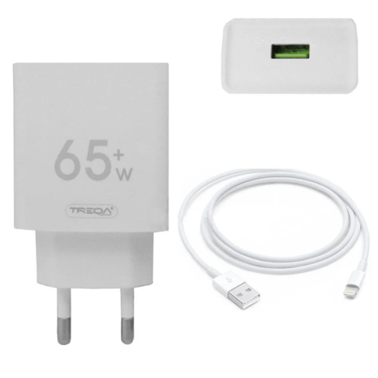 Φορτιστής Ταχείας Φόρτισης με 1 Θύρα USB 4.5A 65W 1m Treqa CS-228 Λευκό