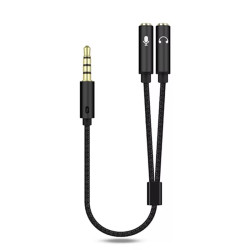 Καλώδιο Cable 3.5mm male - 2x 3.5mm female Μαύρο 0.2m EZRA LA09
