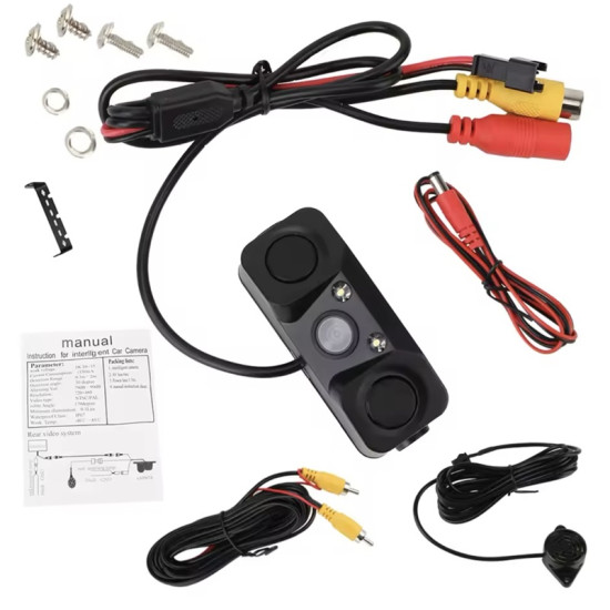 Universal Κάμερα Οπισθοπορείας & Αισθητήρες Παρκαρίσματος 2 σε 1 OEM – Μαύρο
