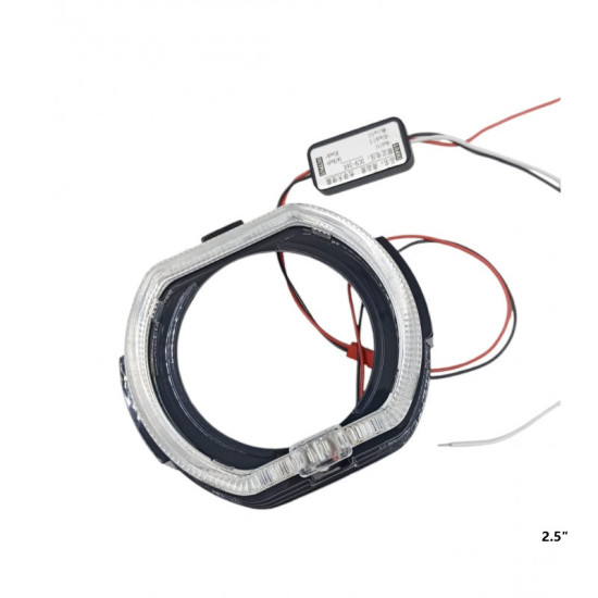 Τετράγωνα λευκά LED φώτα ημέρας στεφάνη angel eye αυτοκινήτου 2.5″ W17338-2