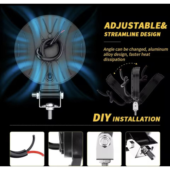 Προβολέας LED στρογγυλός αυτοκινήτου off road 4″ 12W 21 LED COB SLIM