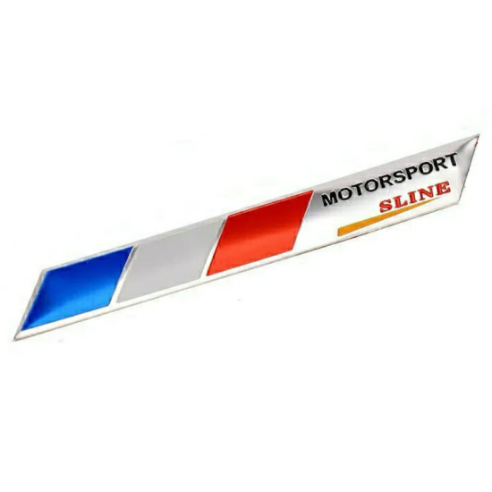 Αυτοκόλλητο Σήμα Αυτοκινήτου Motorsport sline Ασημί 9,5cm x 1cm – OEM