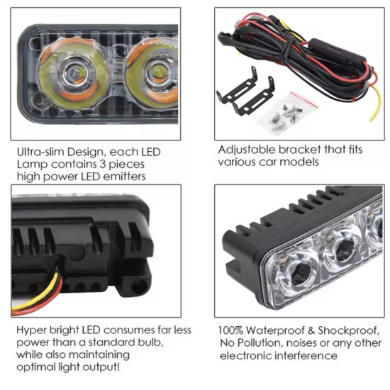 Αδιάβροχα Φώτα Ημέρας Αυτοκινήτου LED Universal 10-30V 18W 2τμχ 