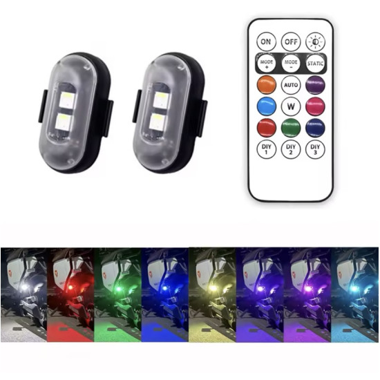 LED Επαναφορτιζόμενα Φώτα Strobe με Τηλεχειριστήριο RGBW για Drone, Σκαφάκια, Μοτοσυκλέτες, Αυτοκίνητα 6τμχ. 