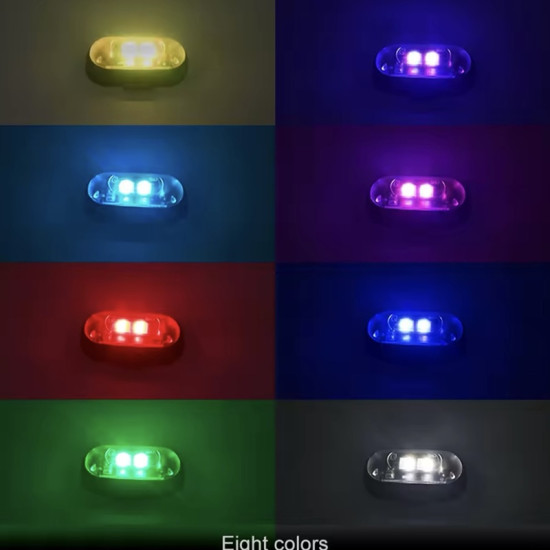 LED Επαναφορτιζόμενα Φώτα Strobe με Τηλεχειριστήριο RGBW για Drone, Σκαφάκια, Μοτοσυκλέτες, Αυτοκίνητα 6τμχ. 