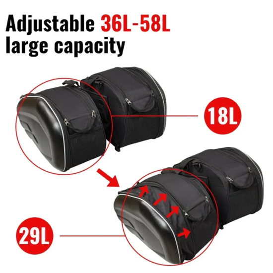 Πλαϊνές Βαλίτσες Μηχανής 36 – 58L με Αδιάβροχο Κάλυμμα και Ανακλαστικό Μαύρο Πλαϊνές Βαλίτσες Μηχανής 36 – 58L με Αδιάβροχο Κάλυμμα και Ανακλαστικό Μαύρο