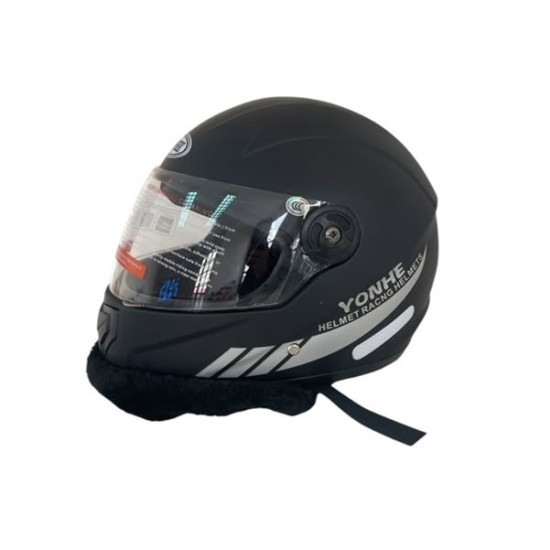 Κράνος Μοτοσικλέτας Full Face Unisex Αναπνεύσιμο με Γούνα αποσπώμενη Μαύρο YONHE