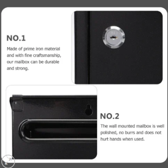 Γραμματοκιβώτιο Εξωτερικού Χώρου Μεταλλικό Με Κλειδί 217×70Χ300mm Μαύρο