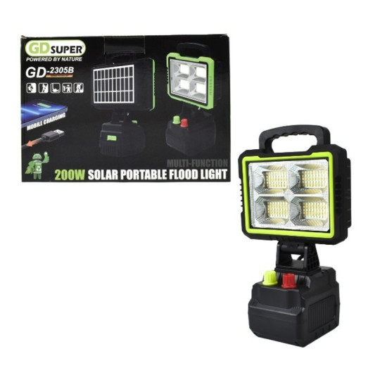 Ηλιακός προβολέας εργασίας 180LED 200W & Powerbank 8000mAh GDSUPER GD-2305B – μαύρο