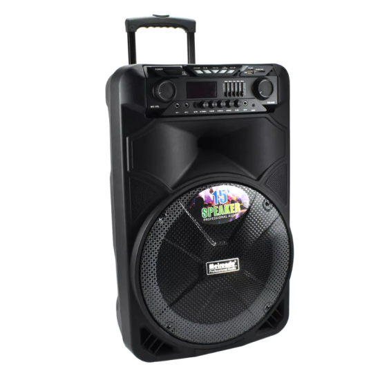 Επαγγελματικό Ασύρματο Bluetooth Ηχείο 15″ FM & 2 Μικρόφωνα TWS με Φωτισμό Disco LED Meirende MR-108 – Μαύρο