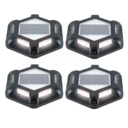 Ηλιακό Φωτιστικό Αλουμινίου Δαπέδου με Αισθητήρα Φωτός ψυχρό φώς μαύρο 4τμχ.