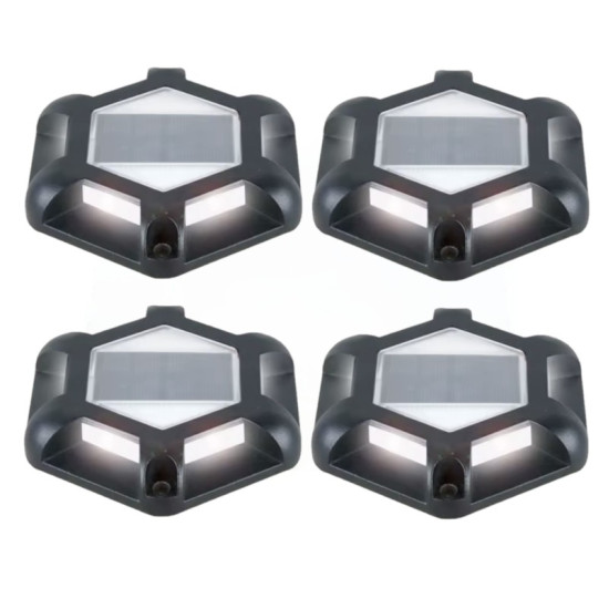 Ηλιακό Φωτιστικό Αλουμινίου Δαπέδου με Αισθητήρα Φωτός ψυχρό φώς μαύρο 4τμχ.