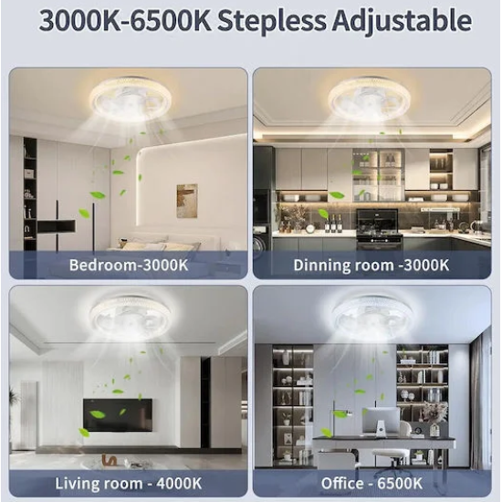Ανεμιστήρας Οροφής 30cm E27 με Φως και Τηλεχειριστήριο 60W RZ-177 Λευκός