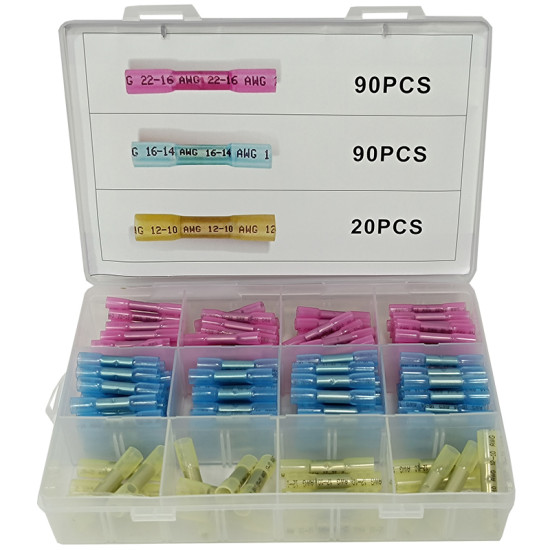 Υδατοστεγή Συγκολλητικά Θερμοσυστελλόμενα Τερματικά Σωλήνων Σετ 200 Τεμαχίων W12062