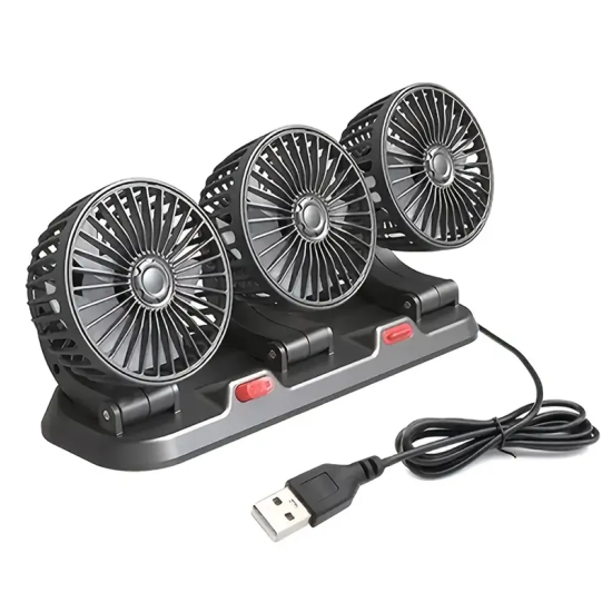 Τριπλός Ανεμιστήρας Αναπτήρα Αυτοκινήτου 12V με Επεκτάσιμους Βραχίονες σε Μαύρο Χρώμα