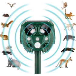 Αδιάβροχο Ηλιακό Απωθητικό Υπέρηχων 5 Λειτουργιών Αυτόματης Ενεργοποίησης με Κίνηση για Ζώα, Τρωκτικά, Αλεπούδες, Πουλιά με Φλας Φωτισμό Εκφοβισμού