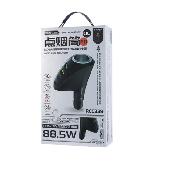 Ψηφιακός αναπτήρας αυτοκινήτου με γρήγορο φορτιστή Pd 88.5W Remax 3 σε 1 