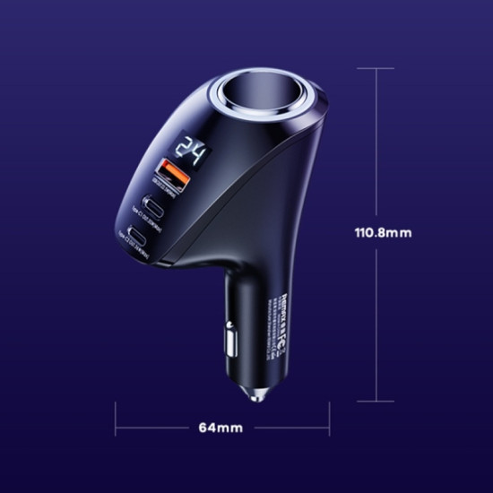 Ψηφιακός αναπτήρας αυτοκινήτου με γρήγορο φορτιστή Pd 88.5W Remax 3 σε 1 