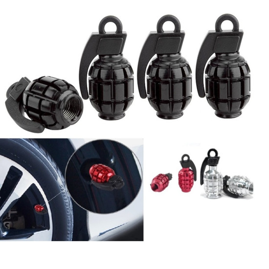 Σετ Βαλβίδες Πίεσης Ελαστικών σε Σχήμα Χειροβομβίδας – Ασημί