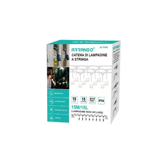 Γιρλάντα Φωτισμού Εξωτερικού Χώρου 15m AL76202 Arrango Λευκή