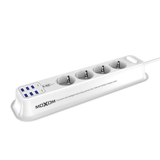 Πολύπριζο με θύρες USB και Type-C MX-ST05 MOXOM Λευκό