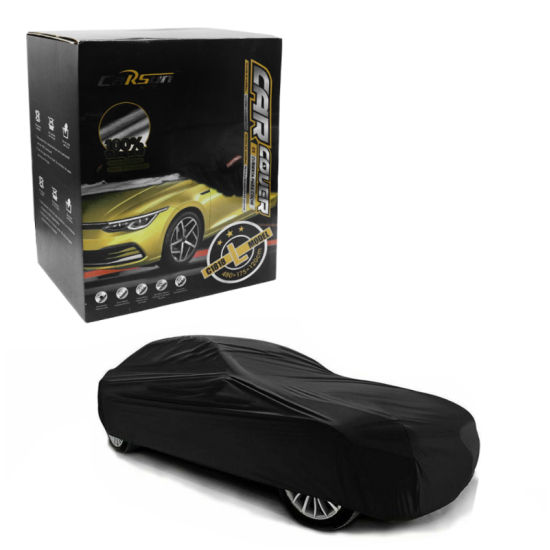 Κουκούλα Αυτοκινήτου Large Αδιάβροχη με Φίλμ Αλουμινίου, λάστιχο και Ιμάντες 470x175x120cm CarSun C1818-L Μαύρη