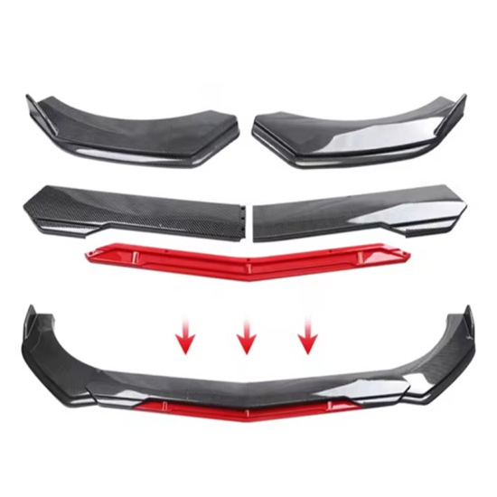 Μπροστινό χείλος σπόιλερ αυτοκινήτου 5 τεμ. HW-0311 carbon-κόκκινο