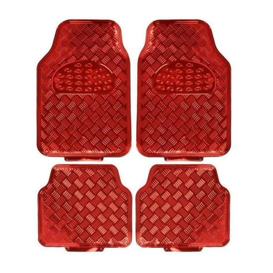 Σετ 4τμχ πατάκια αυτοκινήτου αλουμινίου Universal CY68910-002 Κόκκινο