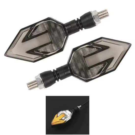 Φλας Μοτοσυκλέτας Κίτρινο και Λευκό LED 2τμχ CY210