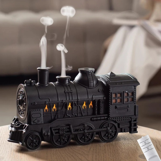 Συσκευή αρωματοθεραπείας Υπερήχων Diffuser – Φωτιστικό 300 ml 8W σε μορφή τράινου με τηλεχειριστήριο KP-2100 Λευκό/Μαύρο