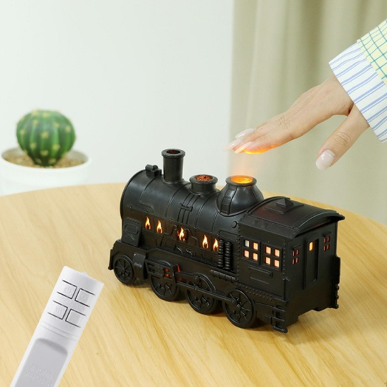 Συσκευή αρωματοθεραπείας Υπερήχων Diffuser – Φωτιστικό 300 ml 8W σε μορφή τράινου με τηλεχειριστήριο KP-2100 Λευκό/Μαύρο