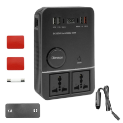 Inverter Αυτοκινήτου 200W για Μετατροπή 12V – 24V DC σε 220V AC με 4xUSB Olesson 1661 Μαύρο
